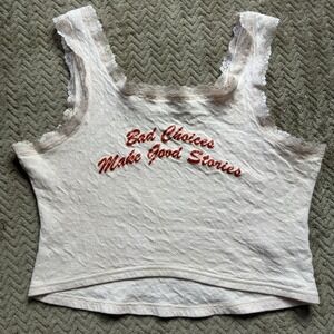 Daisy Street Woman's Bad Choices Graphic Tank Top Western Cutesy Lace Accent XL